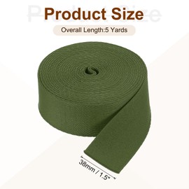 sourcing map 5 Yards Nylon Webbing Strap, 1 3/8-inch(38mm) Flat Webbing Straps Nylon Heavy Duty Webbing Strap for Luggage Strap Backpack Repairing DIY Crafting, Dark Green