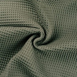 100% Cotton Waffle Honeycomb Pique Fabric Material Dark Dusty Mint, Sample 10cm x 10cm