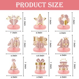 40th Birthday Decorations, Girls Birthday Party Supplies, Honeycomb Table Topper For Birthday Party Decorations, 18th Birthday Decorations Set for Girls (40TH)