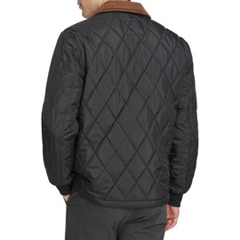 Dockers Men's Diamond Quilted Jacket with Corduroy Collar, Black