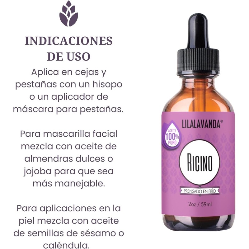 LilaLavanda - Aceite de Ricino 100% Puro Prensado en Frío