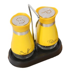 GJIE Pack of 2 Salt and Pepper Pots Salt and Pepper Shaker Salt and Pepper Set Salt Shaker Salt Pot Kitchen Accessories (Yellow)