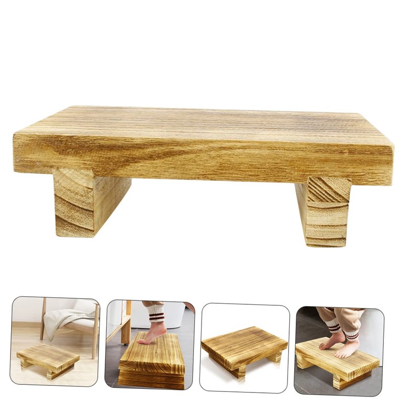 OHPHCALL Stool for Adults Low Stool for Sitting Wooden Foot