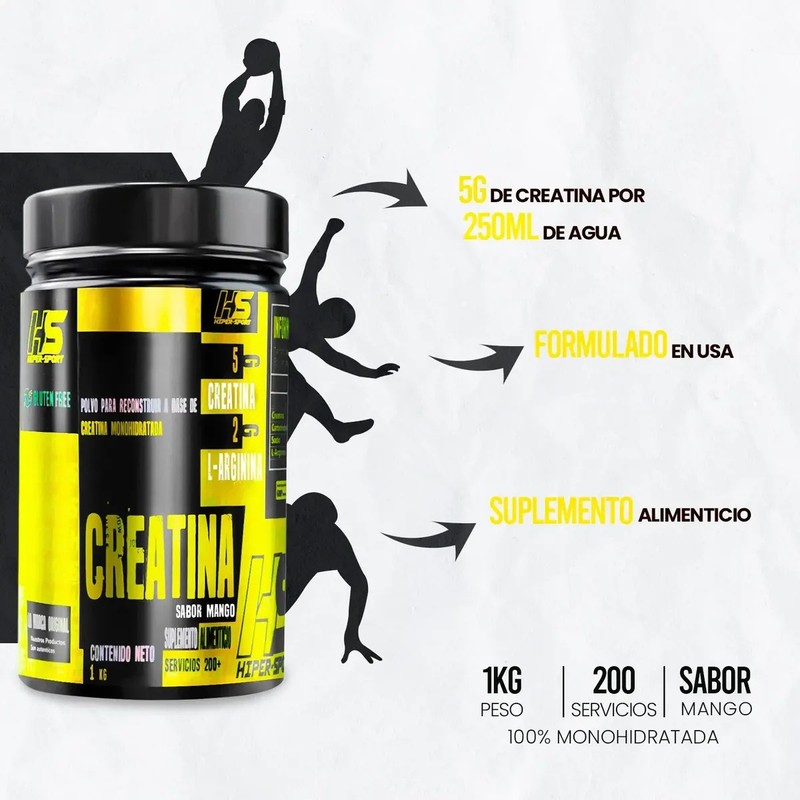 Creatina Monohidratada Hs 1kg 200 Servicios Hiper Sports