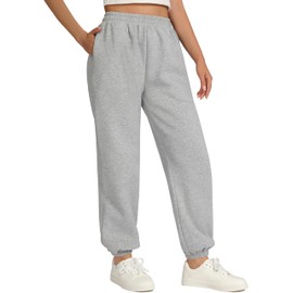 skytiebee Womens Sweatpants Fleece Lined Fall Clothes Gray Baggy Joggers High Waisted Workout Pants for Lounge, Small