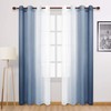 DWCN Denim Blue Ombre Sheer Curtains - Faux Linen Gradient