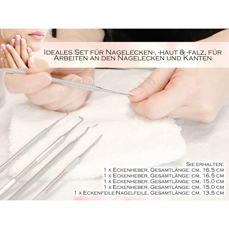 Set of 5 with ingrown toenail lifter, corner file, double
