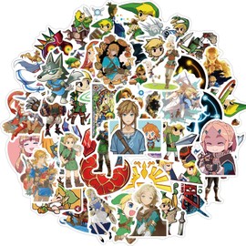 50 Packs The Legend of Zelda Game Stickers Water Bottles Laptop Phone Motorcycle Computer Guitar Skateboard Hydroflasks Game Vinyl Sticker Waterproof Aesthetic Trendy Decals for Teens Girls Adults