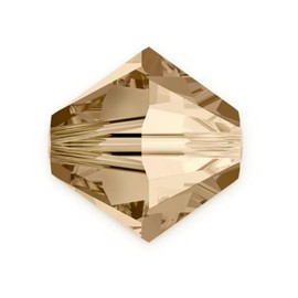 100 unidades de cuentas preciosas auténticas de 4 mm (0,16 pulgadas) pequeñas facetadas bicono de cristal suelto en tono miel (sombra dorada) compatibles con cristales Swarovski Elements para