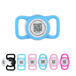 Air Tag Holder for Pets - Waterproof Silicone Case, Durable Collar Attachment for Cats & Dogs, Easy Tracking Accessory (Blue; M)