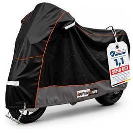 Upgrade4cars Motorcycle Tarpaulin Outdoor Waterproof & Lockable Universal Motorcycle Garage Winterproof 210D Polyester Black Scooter Cover Size L 245 x 105 x 125 cm