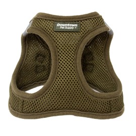 Downtown Pet Supply - Arnés para perros pequeños sin tirones - Arnés para perro - Chaleco de tela de malla acolchada con ribete reflectante, correas de velcro y hebilla - Verde cazador - XS