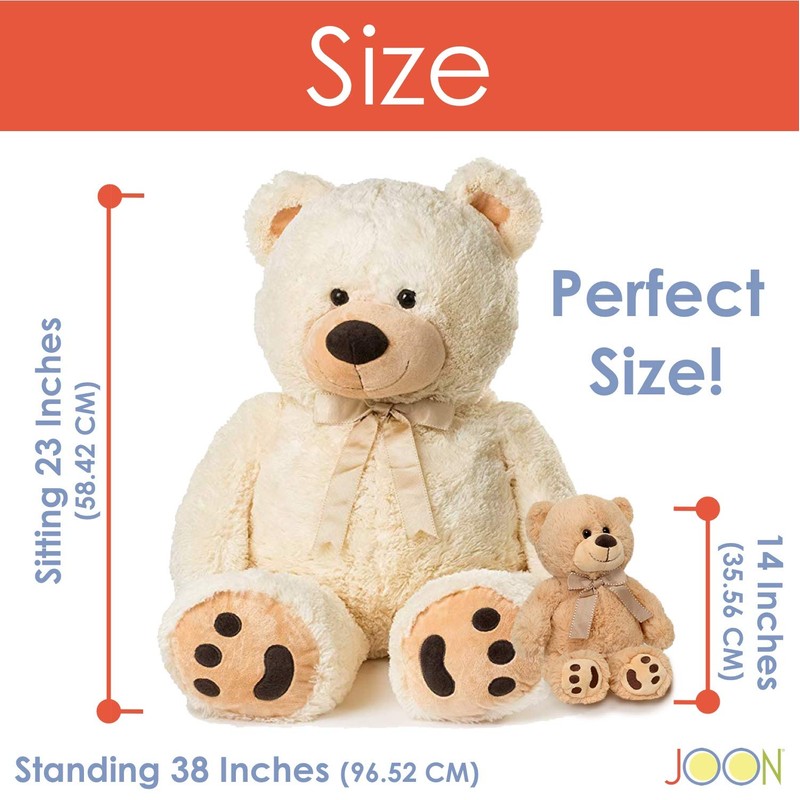 JOON Huge Teddy Bear - 38 Inches, Cream, Fluffy Faux
