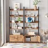 IRONCK Bookshelf with Louvered Doors, 4-Tier Ladder Shelf with Cabinet