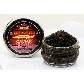 OVERNIGHT SHIPPING- OLMA Osetra Sturgeon Black Caviar - Smooth Flavor, Superior Grade - 1 oz / 28 g