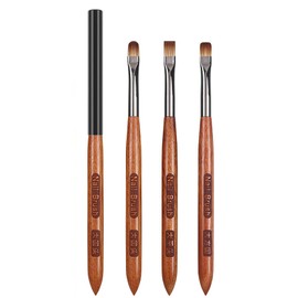 JFIYUOMCI 3pcs Acrylic Nail Brush - Flat, Oval, Square-Round, Professional Nail Art Brushes for Acrylic Powder, Cleanup Polish, Extension & Builder UV Gel, Nail Design Tools for Manicure DIY & Salon