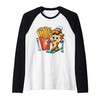Kid's Ski Lesson Pizza French Fry Skiing Raglan Baseball Tee