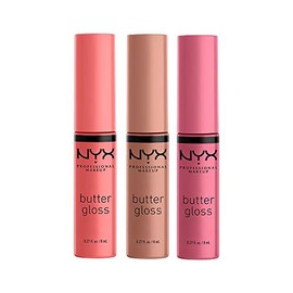 NYX PROFESSIONAL MAKEUP Butter Lip Gloss, 3 Colors, Angel Food Cake, Creme Brulee, Madeleine, 3 Pack