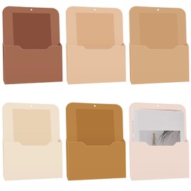 Fuutreo 6 Pcs Magnetic Wall File Organizer Magnetic Wall File Holder Refrigerator Magazine Holder for Mail Letters Paper(Earthy Color,10 x 13 Inch,Vertical)