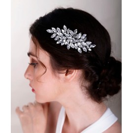 Chargances Crystal Bridal Hair Comb Rose Gold Wedding Rhinestonel Hair Side Comb Fashion Hair Clip Handmade Hair Accessories for Bride Wedding Prom Flower Girl Headpieces (Rose Gold)