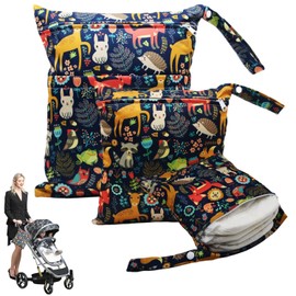 HBSFBH Nappy Bag, Pack of 3 Wet Pockets, Reusable, Wetbag Organiser Bag, Cloth Nappies, Wet Bags, Waterproof Dry Wet Bag, Nappy Bag for Babies, Swimming, Camping, Travel, Gym, Workout, Beach, colour,