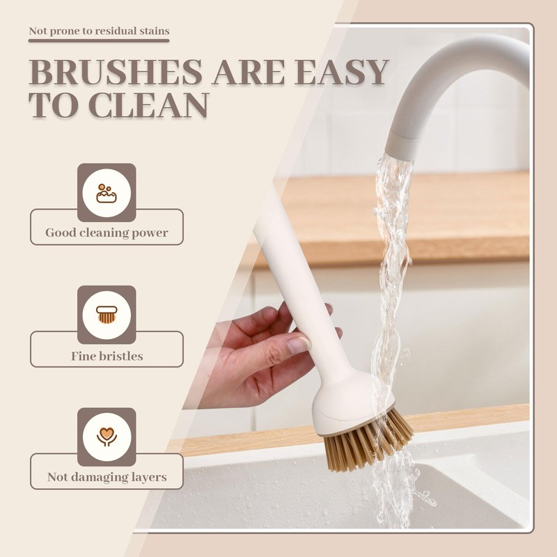 Diakey 2 Pack Dish Brush with Adjustable Angle Handle, Stiff