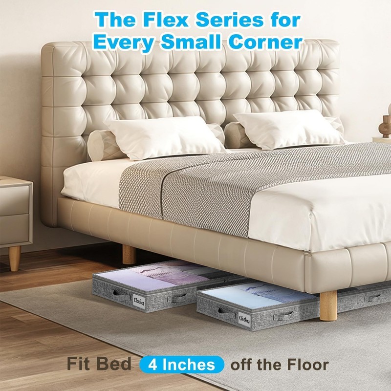 4 Inch Low Profile Under Bed Storage Drawer 2 Pack,