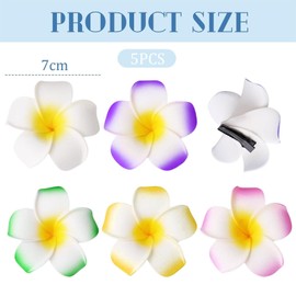 Nayyana 5 Pieces Hawaiian Flower Hair Clips Hawaiian Plumeria Hair Clip Artificial Flower Clips Hair Accessories for Holiday Beach Party Hairpin for Girls Wedding Color 2