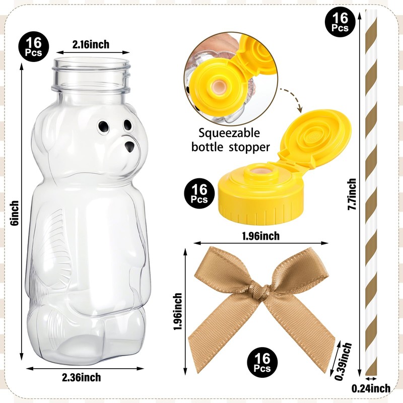 Honeydak 16 Pack Bear Straw Honey Cup for Baby 8