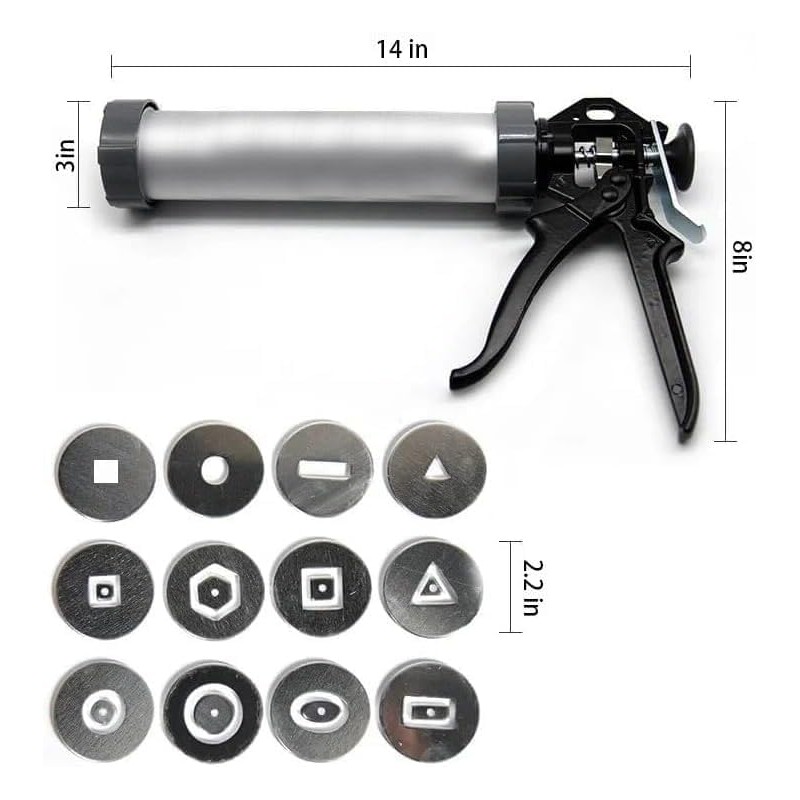 Clay Extruder Tool，Clay Extruder Gun with 12 Different Molds,Handheld Extruder