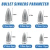 50pcs Bullet Fishing Weights Sinker Kit Worm Weights Slip Fishing