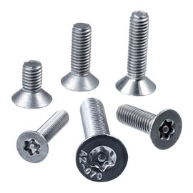 SECCARO Viti a testa svasata di sicurezza con pin M6 x 20 mm, in acciaio inox V2A VA A2, DIN 7991/ISO 10642, a esagono incassato (TX), filettatura completa, 20 pezzi