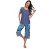 Famulily Cropped Pyjamas for Women V-Neck Soft Loungewear Short Sleeve