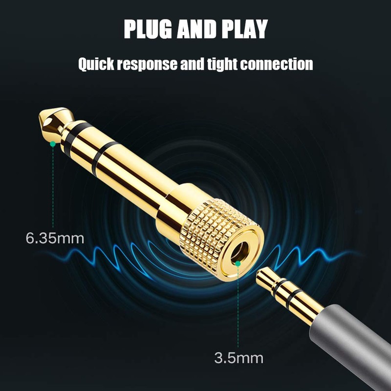 イヤホンジャック 変換 プラグ ステレオミニプラグ 6.35mm 3.5mm 変換 アダプタ メスオス ヘッドホン