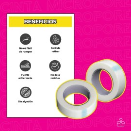 Cinta Micropore Extensiones De Pestañas 1x1 Sin Pelusa 10 Pz