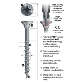 Ulti-Mate Woodscrews - 4.0 x 50mm Bright Zinc Plated - Box 200
