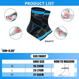 MILAIUN Ankle Brace, 1 Pair Adjustable Ankle Brace, Foot Bandage, Bandage Ankle for Ligament Damage, Weak Joints, Arthritis, Running, Sports (S)