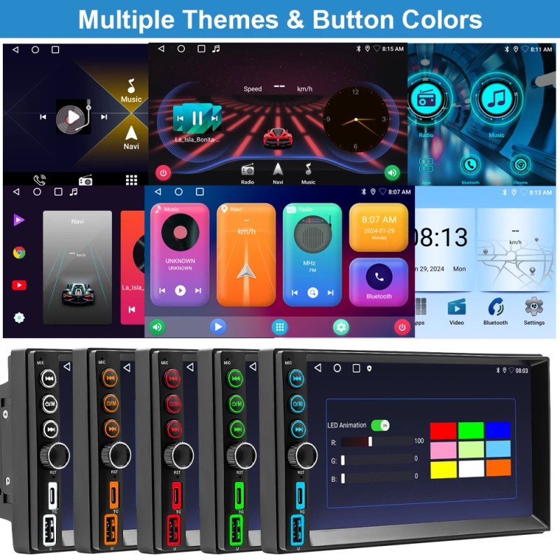 YuanTing 7" Android 13 Car Stereo Radio GPS WiFi Carplay