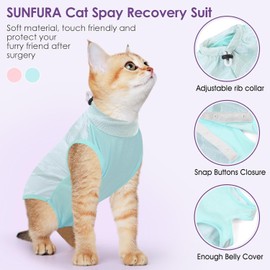 Anti Licking Cat Surgery Suit Female Cat Onesie for Cats After Surgery Kitten Surgical Spay Suit Pet Body (Baby Blue, S)