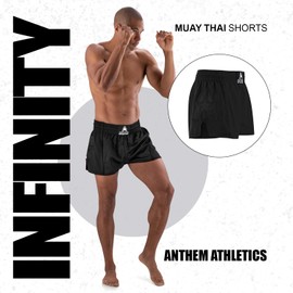 Anthem Athletics Infinity Muay Thai Shorts - Kickboxing Short Boxing Trunks for Men & Women - Black G2 - Large