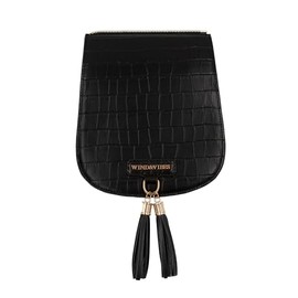 WIND & VIBES Interchangeable Flap for Synthetic Leather Bag - Easily customize our bag to add a charming touch to your lifestyle, Tassel Croco Black