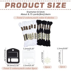 PH PandaHall 31pcs Sewing Kits Black and White Color Thread and Bobbin Organizer Tool Kit Acrylic Embroidery Floss Threading Device for Craft DIY Cross Stitch Thread Holder Swing Clothes Weave Storage