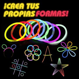 100 Pcs Pulseras Neon para Fiesta, ZZBIFRJ Glow Sticks Party con Luces LED de 8 Colores, DIY Palo de Fiesta para Navidad, Bodas, Fiestas, Carnival, Cumpleaños