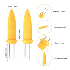 BigKego Pack of 10 Corn Holders Large Stainless Steel Corn Holder 9 cm Corn Cob Forks Corn Piekser Fruit Forks Corn Cob Skewers Barbecue Accessories for Party Picnic Camping BBQ Food Festival
