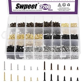Swpeet 2200 piezas 4 colores tornillos para madera y tablaroca de 6 mm a 16 mm, kit mini tornillos de cabeza plana Phillips y autorroscantes