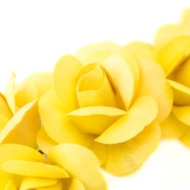 6 Yellow Full Open Bud Wooden Roses for Crafts Custom Bouquets and Other Projects. 10 Colors to Choose from.