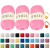 Cotton Chainette Yarn,4 Medium (Worsted)-10oz,3 Pack,Knitting Yarn for Beginners,Thicker for