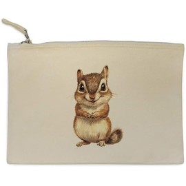 'Happy Chipmunk' Canvas Clutch Bag/Accessory Case (CL00040782)