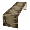 Retro Rustic Table Runner, Moose Deer Forest Tree Country Style