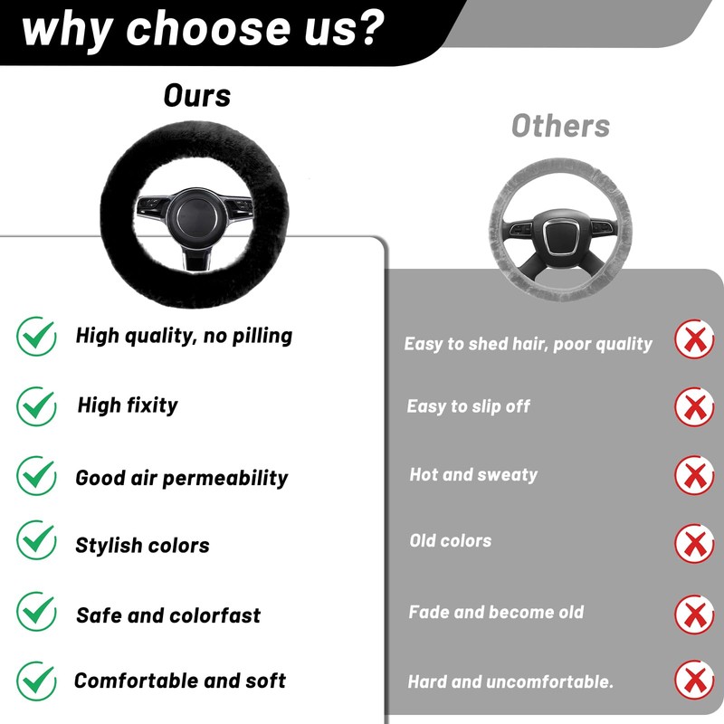Taozoey Steering Wheel Cover, Pack of 3, Winter Steering Wheel